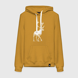 Женская толстовка-худи Северный олень белый спереди