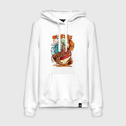Толстовка-худи хлопковая женская Рамен японский суп, цвет: белый