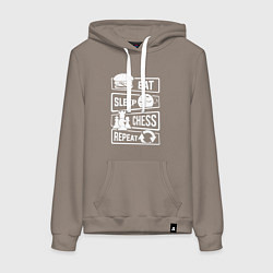 Женская толстовка-худи Еда сон шахматы