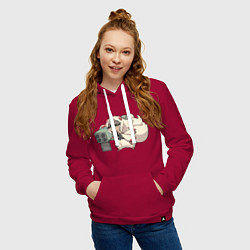 Толстовка-худи хлопковая женская Опасная Фапута, цвет: маджента — фото 2