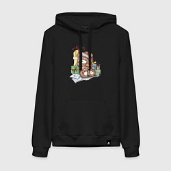 Женская толстовка-худи Мишка с подарками