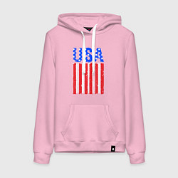 Толстовка-худи хлопковая женская America flag, цвет: светло-розовый