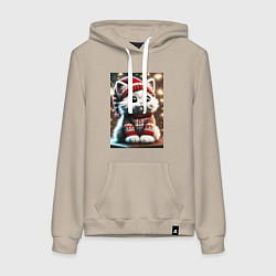 Женская толстовка-худи Котик в новогоднем свитере