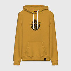 Толстовка-худи хлопковая женская Енот на ветке, цвет: горчичный