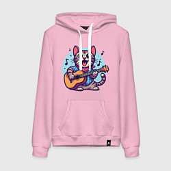 Женская толстовка-худи Полосатый кот играет на гитаре