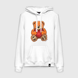 Женская толстовка-худи Игрушечный мишка и сердце нарисованный карандашами