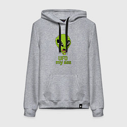 Женская толстовка-худи Зеленый пришелец НЛО с надписью UFO my ass