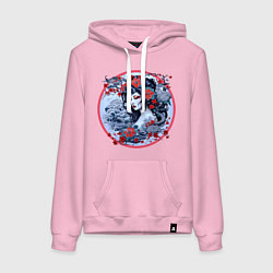 Толстовка-худи хлопковая женская Ирезуми-девушка, цвет: светло-розовый