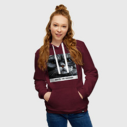 Толстовка-худи хлопковая женская Мем кот в очках: шерсть это приправа, цвет: меланж-бордовый — фото 2