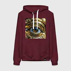 Женская толстовка-худи Глаз металлический желтого цвета в стиле стимпанк