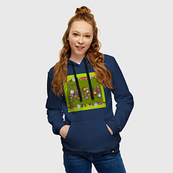 Толстовка-худи хлопковая женская Цветы и листья: for mom, цвет: тёмно-синий — фото 2