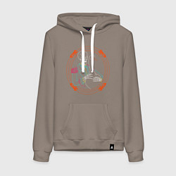 Толстовка-худи хлопковая женская Лучше гусь в руках, цвет: утренний латте