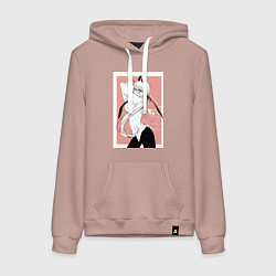 Женская толстовка-худи Человек бензопила Пауэр в офисном костюме