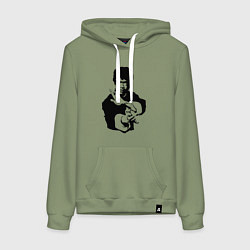 Женская толстовка-худи Черный силуэт Брюс Ли