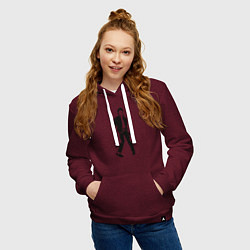 Толстовка-худи хлопковая женская Черный силуэт Джексона, цвет: меланж-бордовый — фото 2