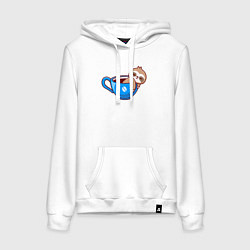 Женская толстовка-худи Ленивец в чашке кофе