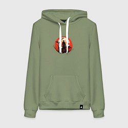 Женская толстовка-худи Самурай на закате у дерева