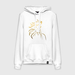 Женская толстовка-худи Золотой силуэт лошади