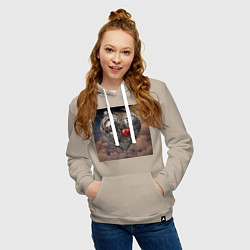 Толстовка-худи хлопковая женская Сердце и луна, цвет: миндальный — фото 2