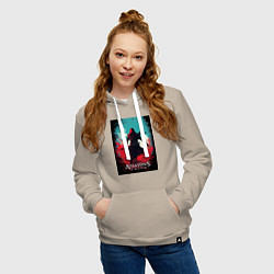 Толстовка-худи хлопковая женская Assassins creed red blue abstract, цвет: миндальный — фото 2