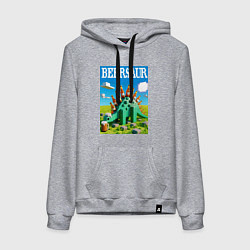 Толстовка-худи хлопковая женская Пивозавр в стиле Майнкрафт - нейросеть, цвет: меланж