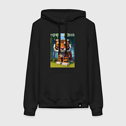 Толстовка-худи хлопковая женская Funny tiger cub - Minecraft, цвет: черный