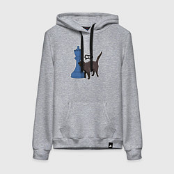 Женская толстовка-худи Кот Зефир и шахматный ферзь