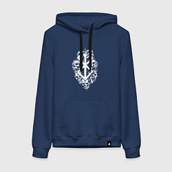 Толстовка-худи хлопковая женская Клеймо жертвы с черепами - Берсерк, цвет: тёмно-синий