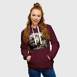 Толстовка-худи хлопковая женская Девушка из акрила, цвет: меланж-бордовый — фото 2
