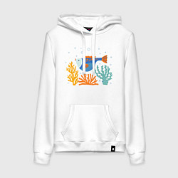 Женская толстовка-худи Рыбка в кораллах