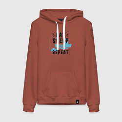 Женская толстовка-худи Еда сон рыба