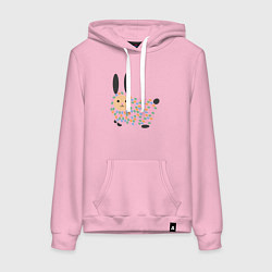 Женская толстовка-худи Разноцветный зайчик