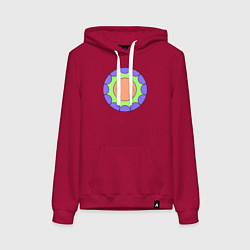 Толстовка-худи хлопковая женская Салатовая звезда с окружностями, цвет: маджента