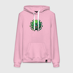 Толстовка-худи хлопковая женская Злой вирус, цвет: светло-розовый