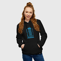 Толстовка-худи хлопковая женская Timey wimey stuff, цвет: черный — фото 2
