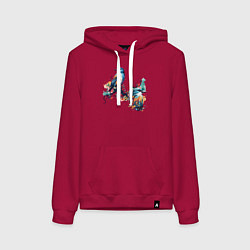 Женская толстовка-худи Птицы на ветке дерева