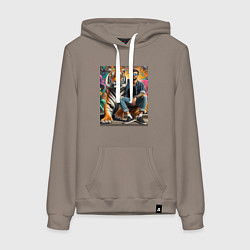 Женская толстовка-худи Чувак хипстер с тигром - нейросеть