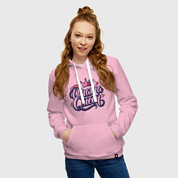 Толстовка-худи хлопковая женская Королева драмы, цвет: светло-розовый — фото 2