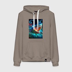 Женская толстовка-худи Great white space shark - ai art