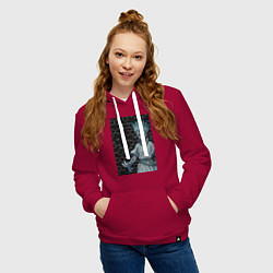 Толстовка-худи хлопковая женская Сэнку Исигами, цвет: маджента — фото 2