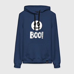 Женская толстовка-худи Страшный белый смайлик: Буу!