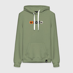 Толстовка-худи хлопковая женская Тыква и череп: хэллоуинская страшилка, цвет: авокадо