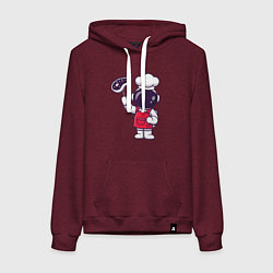 Толстовка-худи хлопковая женская Повар космонавт, цвет: меланж-бордовый