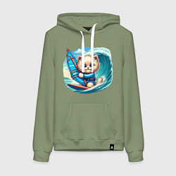 Женская толстовка-худи Котик и виндсерфинг