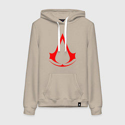 Толстовка-худи хлопковая женская Red logo of assassins, цвет: миндальный