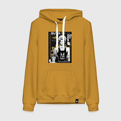 Толстовка-худи хлопковая женская Повесть о конце света Будда бог просветления, цвет: горчичный