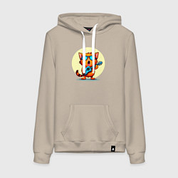 Женская толстовка-худи Рыжий кот с гитарой поет песню