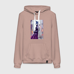 Женская толстовка-худи Чернобурая лиса модница - нейросеть