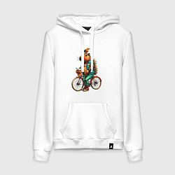 Женская толстовка-худи Капибара велосипед птичка на голове