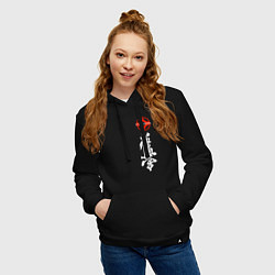 Толстовка-худи хлопковая женская Карате киокусинкай логотип, цвет: черный — фото 2